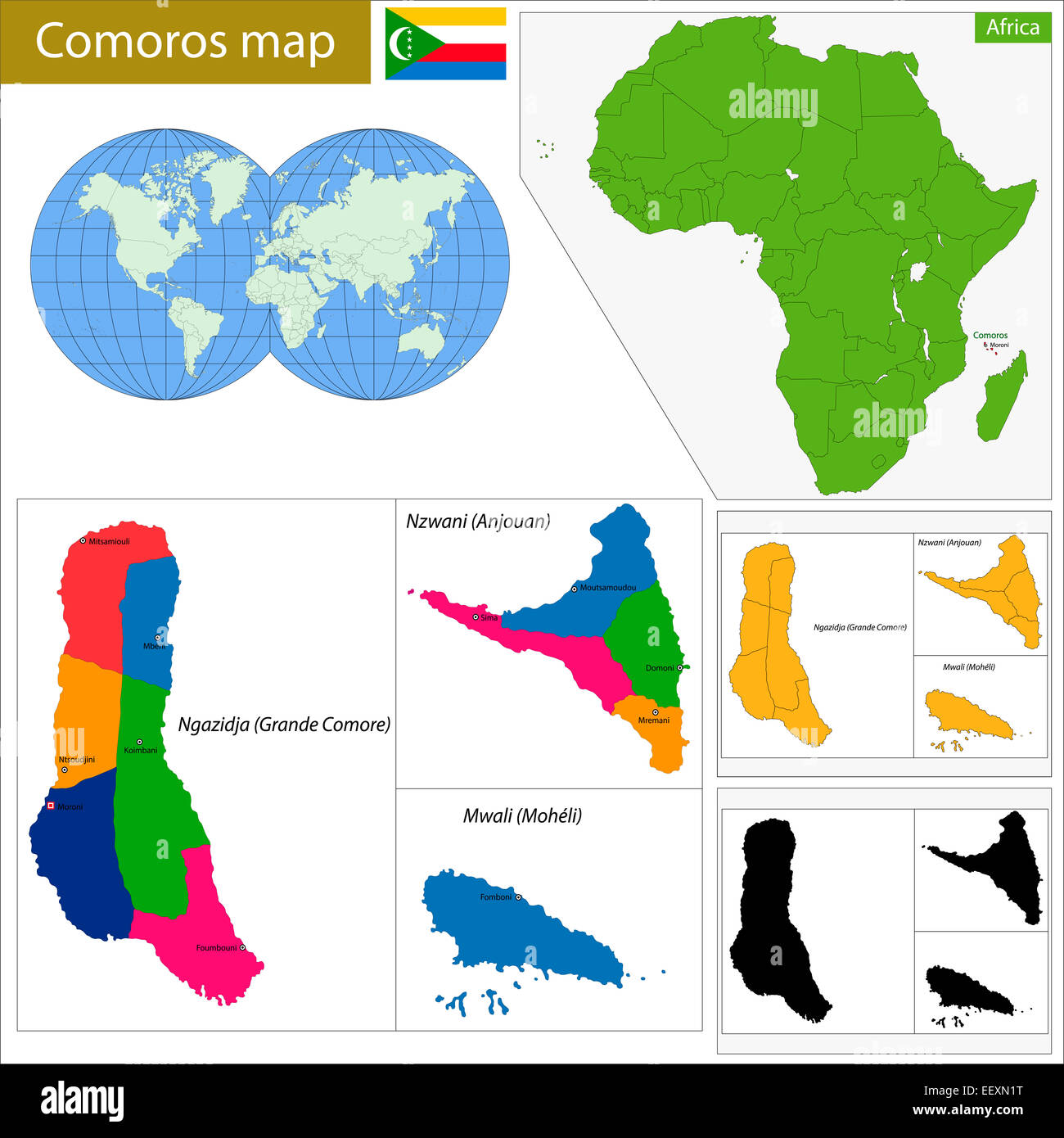 Carte des Comores Banque D'Images