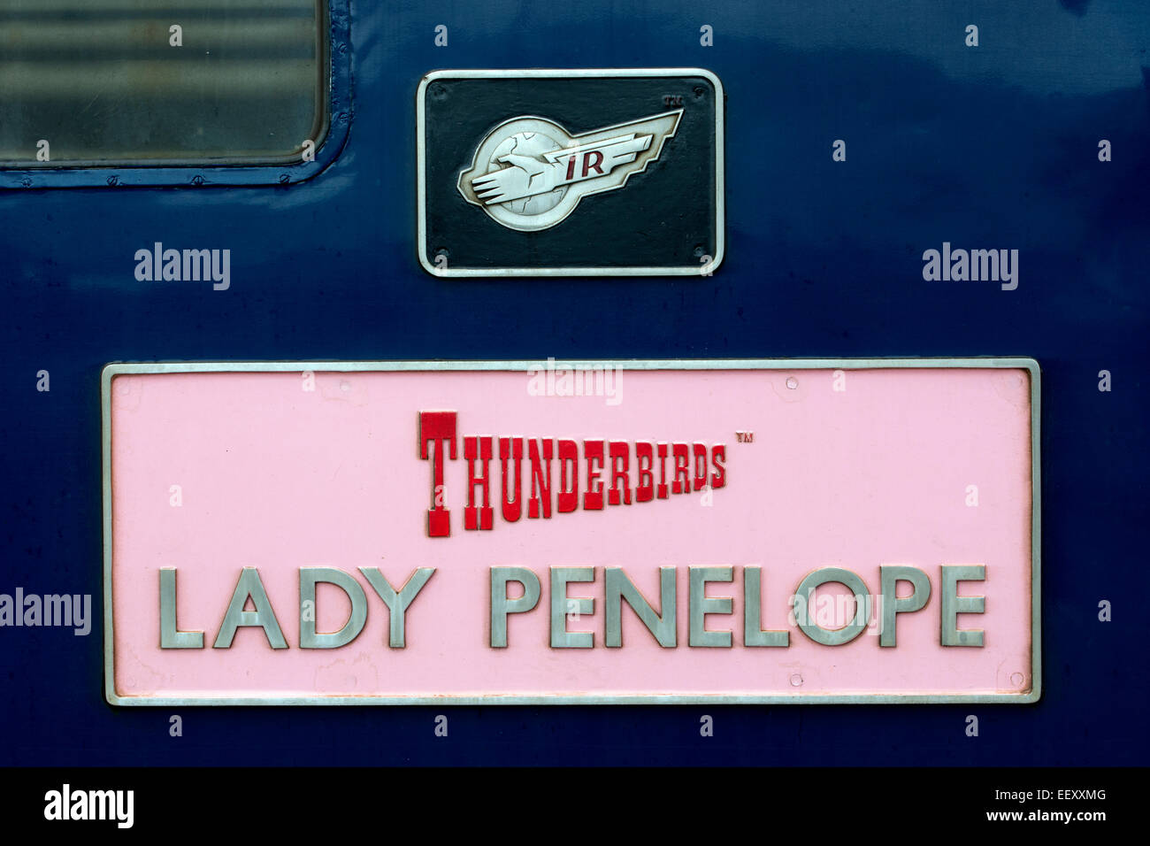 Lady Penelope plaque constructeur sur class 57 locomotives diesel Banque D'Images