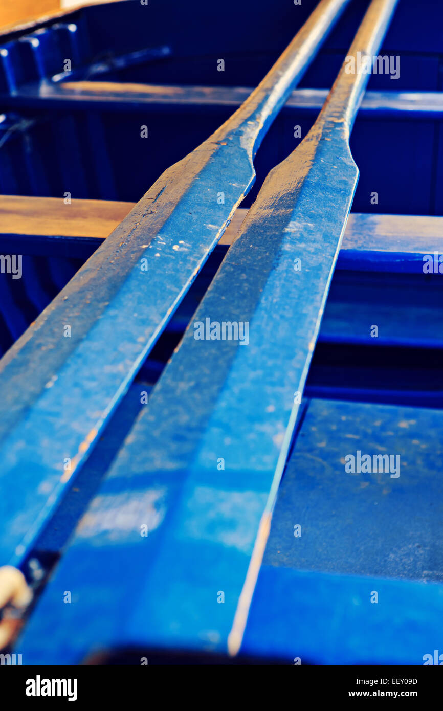 Close up of bleu bateau sur Madeita Island, Portugal Banque D'Images