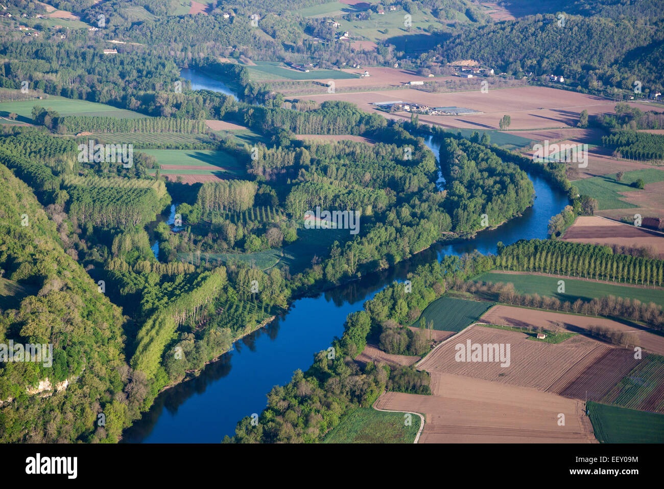 Vue aérienne de la vallée de la Dordogne en France Banque D'Images