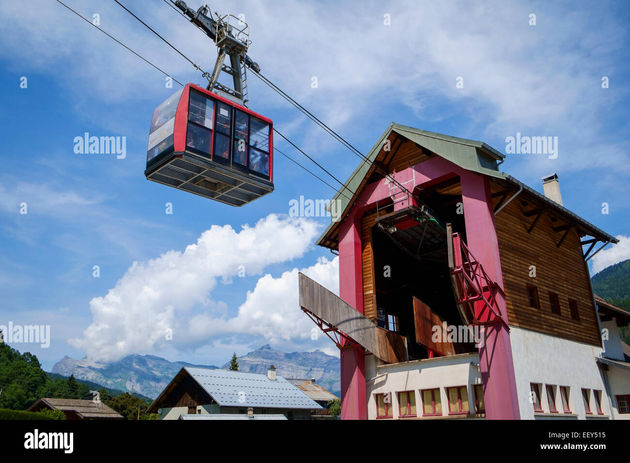 Téléphérique de Bellevue, Les Houches, Chamonix, Alpes, Haute-Savoie, France Banque D'Images