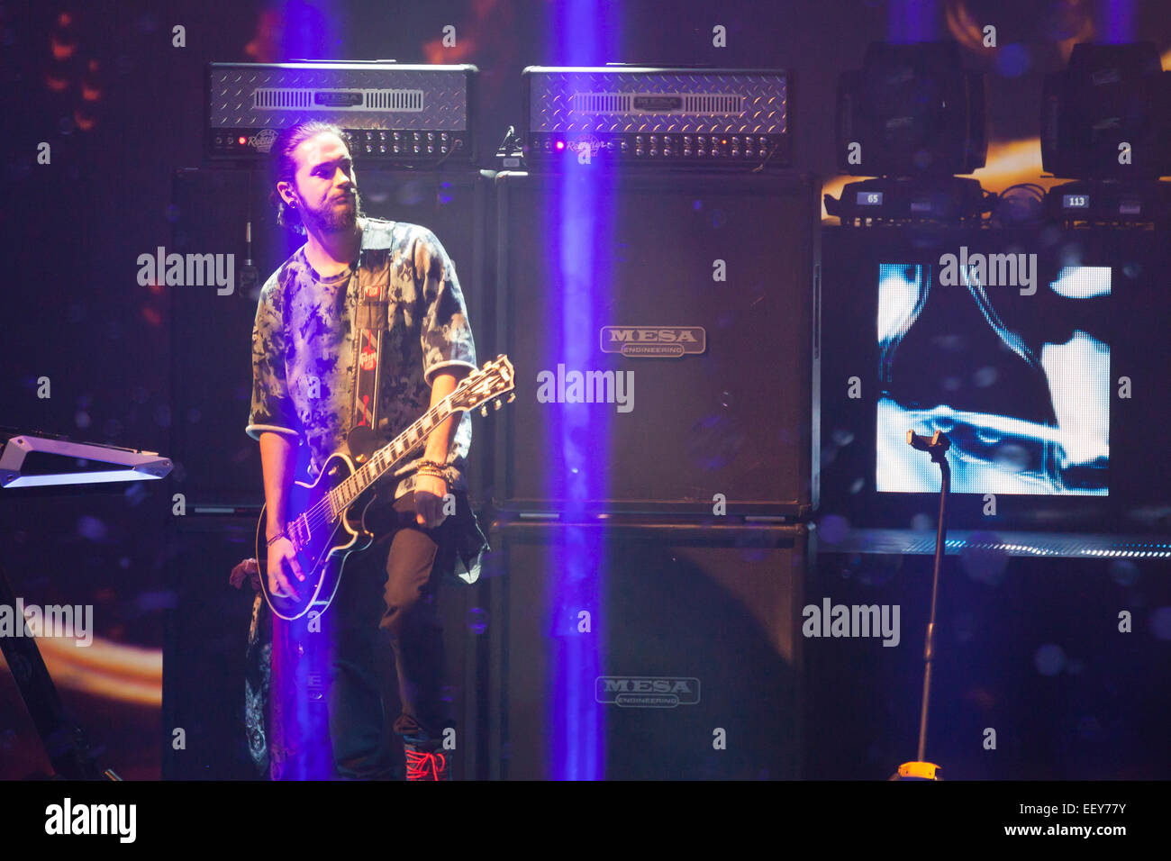 Le groupe de rock allemand Tokio Hotel au cours de l'émission de télévision allemande ZDF Wetten Dass à Erfurt, Thuringe, Allemagne, Europe Banque D'Images