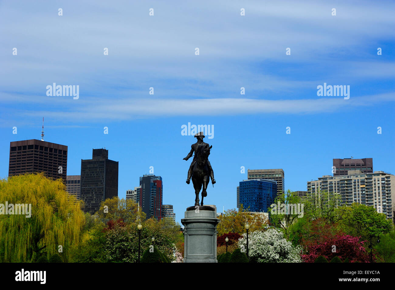 États-unis, Massachusetts, Boston, Statue de George Washington, le Boston Common Banque D'Images