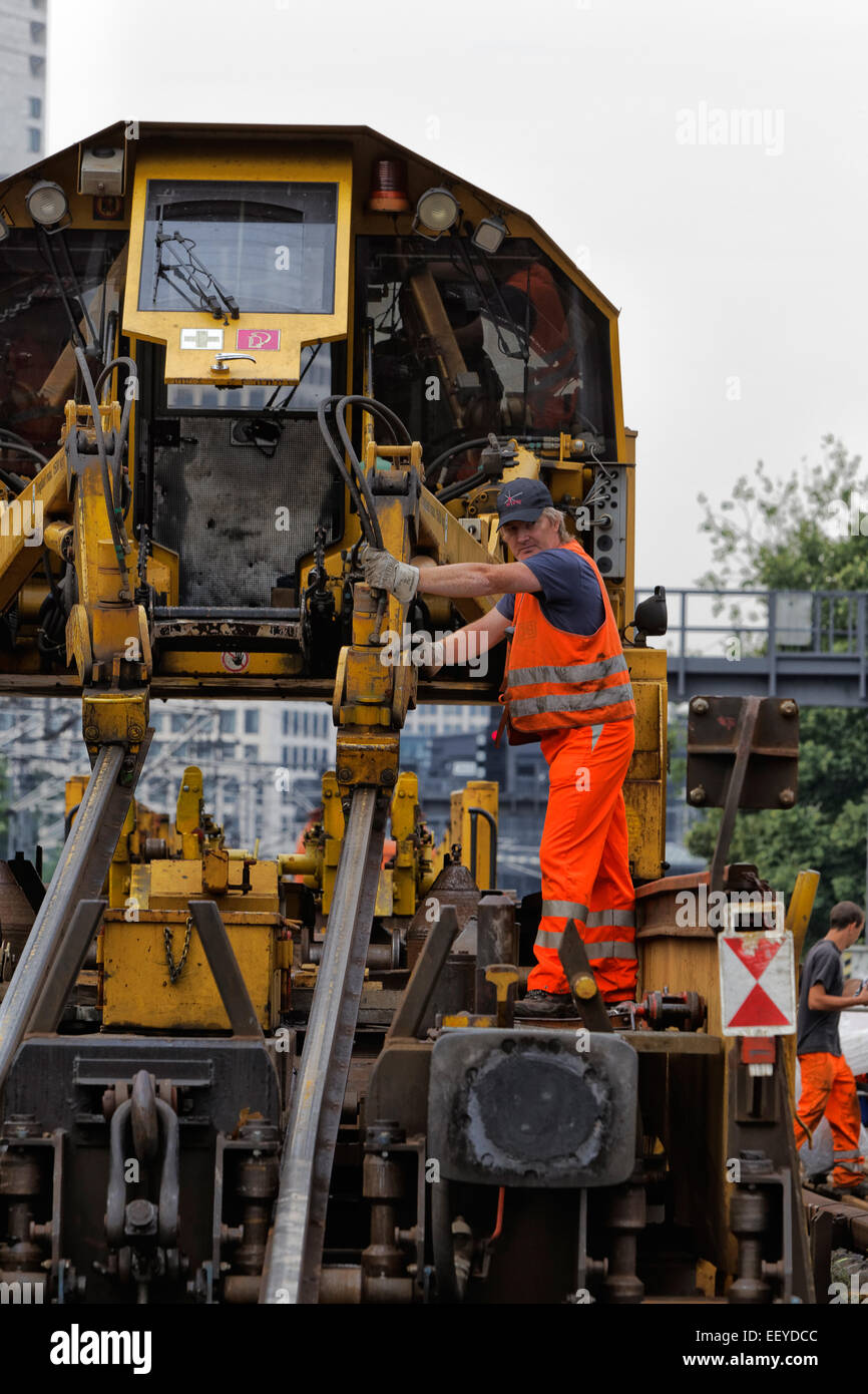 Berlin, Allemagne, renouvellement des voies sur le Stadtbahn de Berlin Banque D'Images