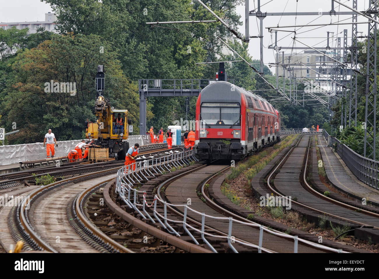 Berlin, Allemagne, renouvellement des voies sur le Stadtbahn de Berlin Banque D'Images