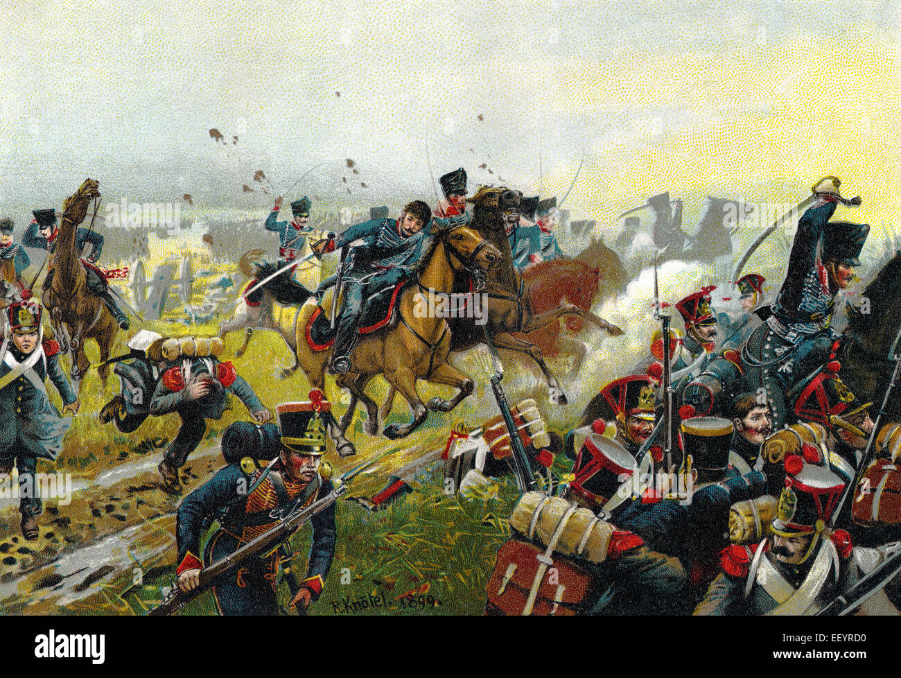 La bataille d'Moeckern Prusso-Russian entre troupes alliées et les forces françaises de Napoléon le 5 avril 1813, la campagne allemande, Das Banque D'Images