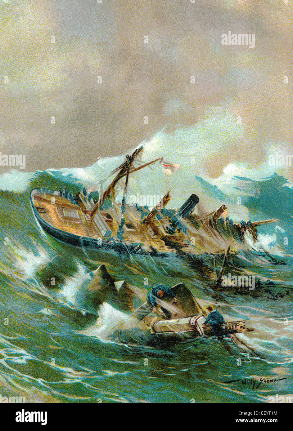 Le naufrage de la SMS Iltis près de Qingdao (Tsingtao), 1896, une canonnière de la marine impériale au service de l'île allemande colon Banque D'Images