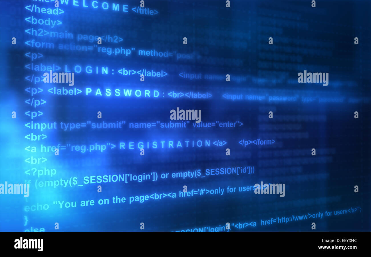 L'inscription sur le site internet. Script sur le serveur. Banque D'Images