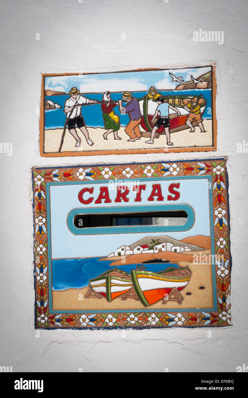 Cartas postbox sur un bien immobilier résidentiel Fuerteventura Canaries Espagne Banque D'Images
