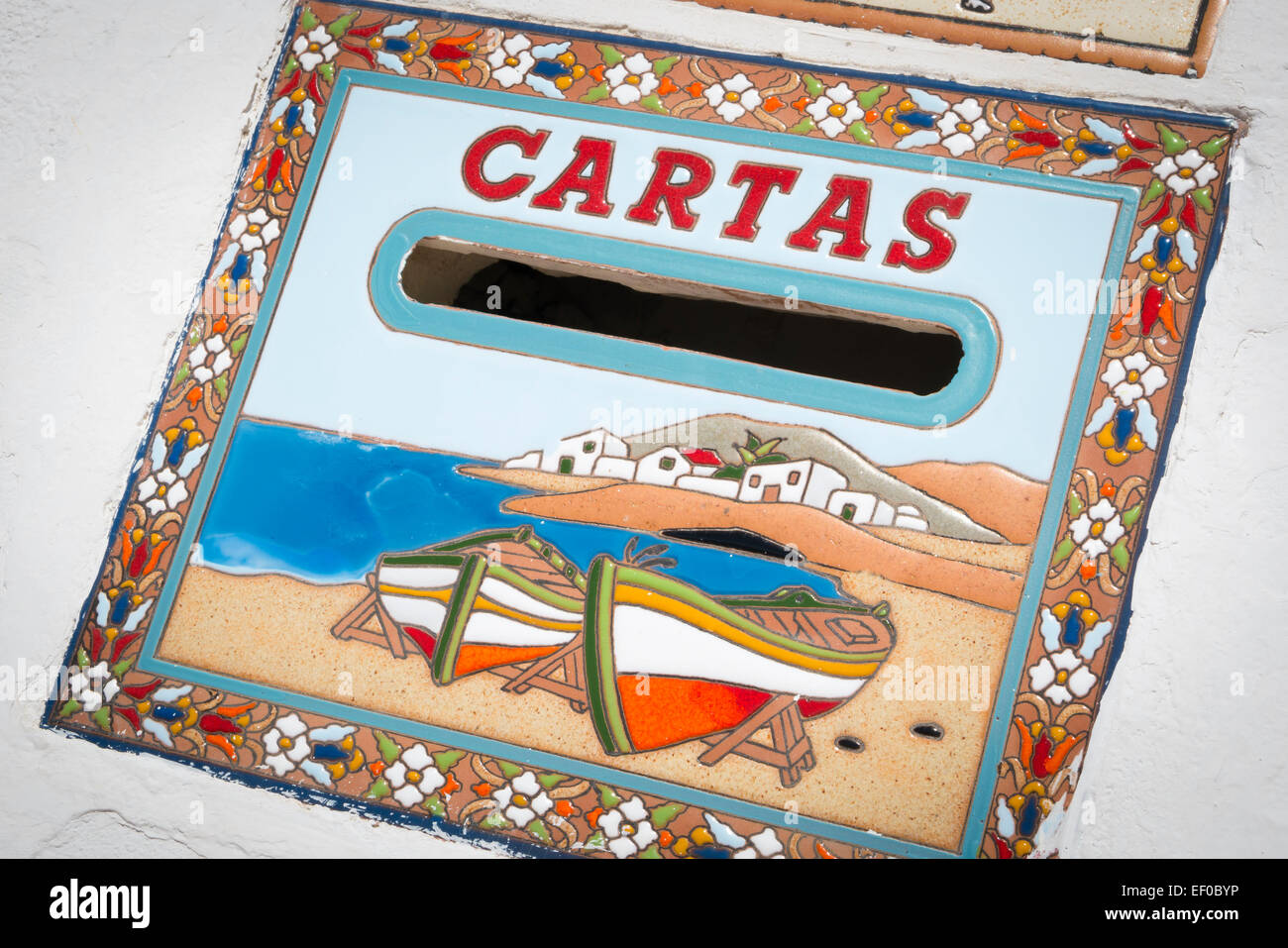 Cartas postbox sur un bien immobilier résidentiel Fuerteventura Canaries Espagne Banque D'Images
