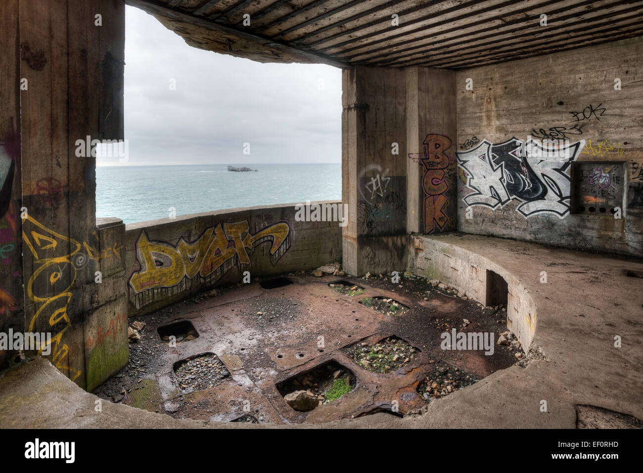 France, Bretagne, Finistère, presqu'île de Crozon, Pen Hir, la seconde guerre mondiale bunker allemand Banque D'Images