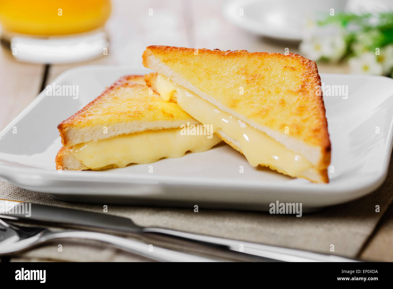 Toasts frits avec de la mozzarella sandwich Banque D'Images