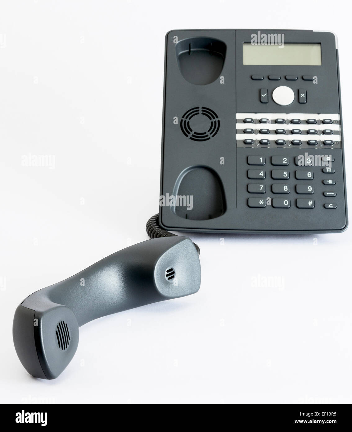 Téléphone voip moderne isolé sur fond gris. objet unique Banque D'Images