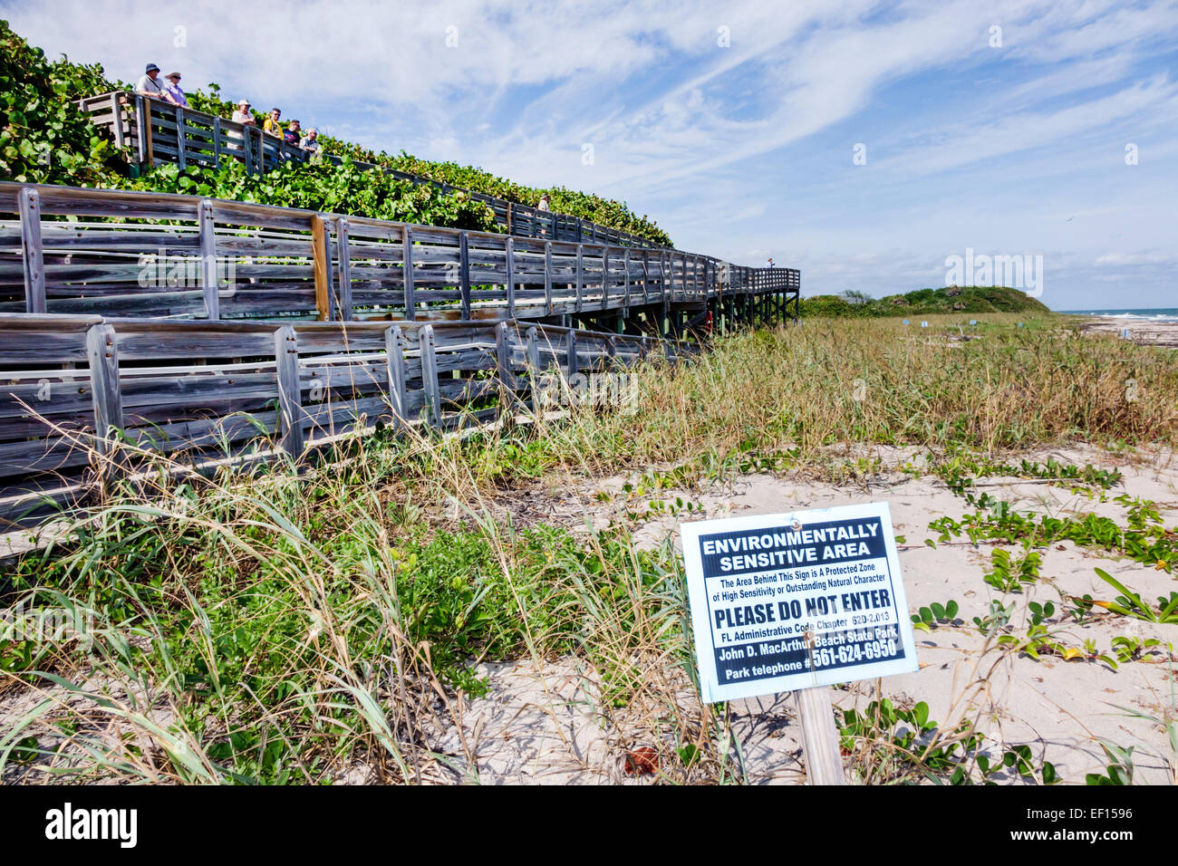 Riviera Beach Florida, North Palm Beach, John D. MacArthur Beach State Park, eau, nature, surf, océan Atlantique, plage, sable, panneau, ne sont pas sensibles à l'environnement Banque D'Images