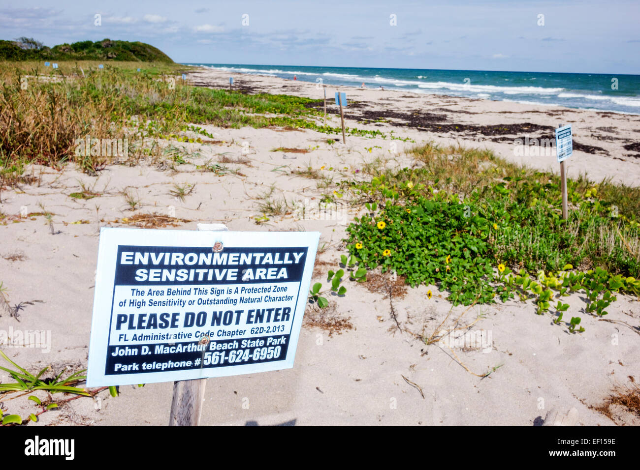 Riviera Beach Florida,North Palm Beach,John D. MacArthur Beach State Park,eau,nature,surf,Atlantic Ocean water,plages de plage,sable,signe,logo,ne pas e Banque D'Images