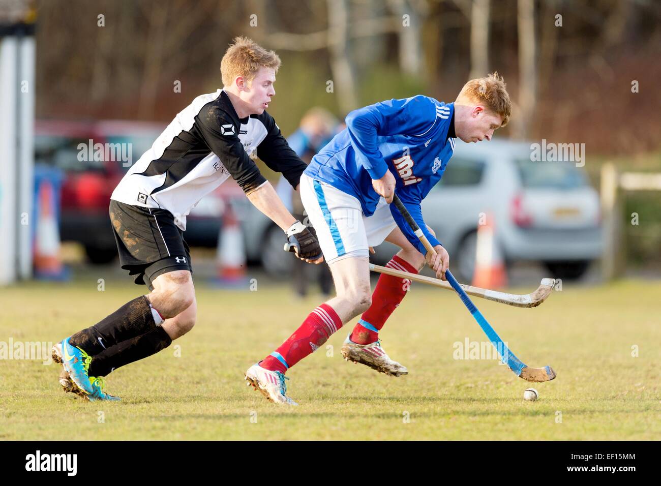 Action de Lovat Kyles v Athletic dans le groupe Orion Premiership, joué à Balgate, Kiltarlity. Banque D'Images