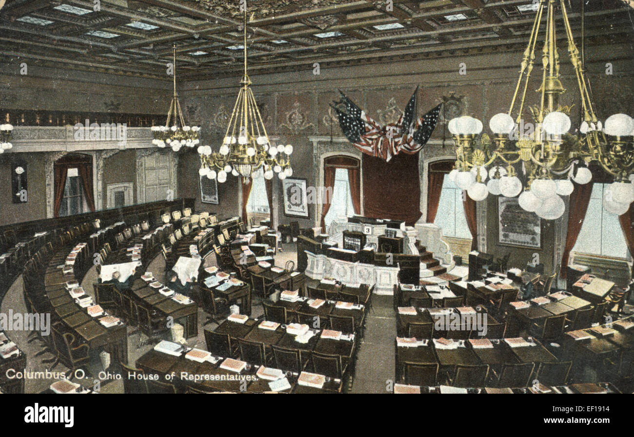 La Chambre des représentants de l'Ohio est la chambre basse de l'Assemblée générale de l'Ohio. Il est situé dans le bâtiment du capitole de l'État à Columbus, Ohio, et sert d'organe législatif pour l'État. Banque D'Images