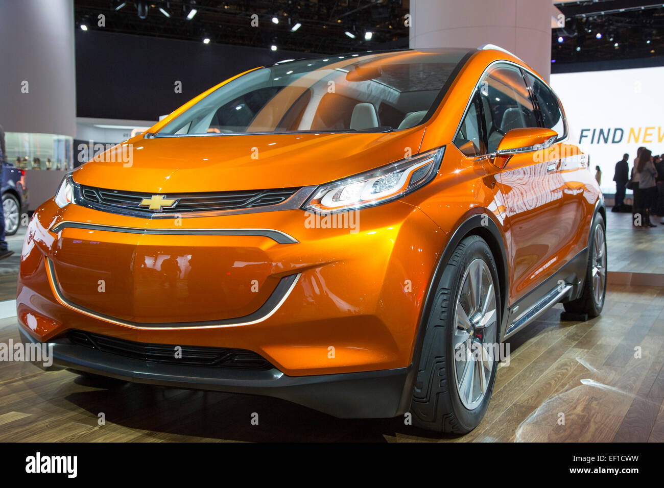 Detroit, Michigan - le boulon Chevrolet concept car véhicule électrique sur l'affichage à la North American International Auto Show. Banque D'Images