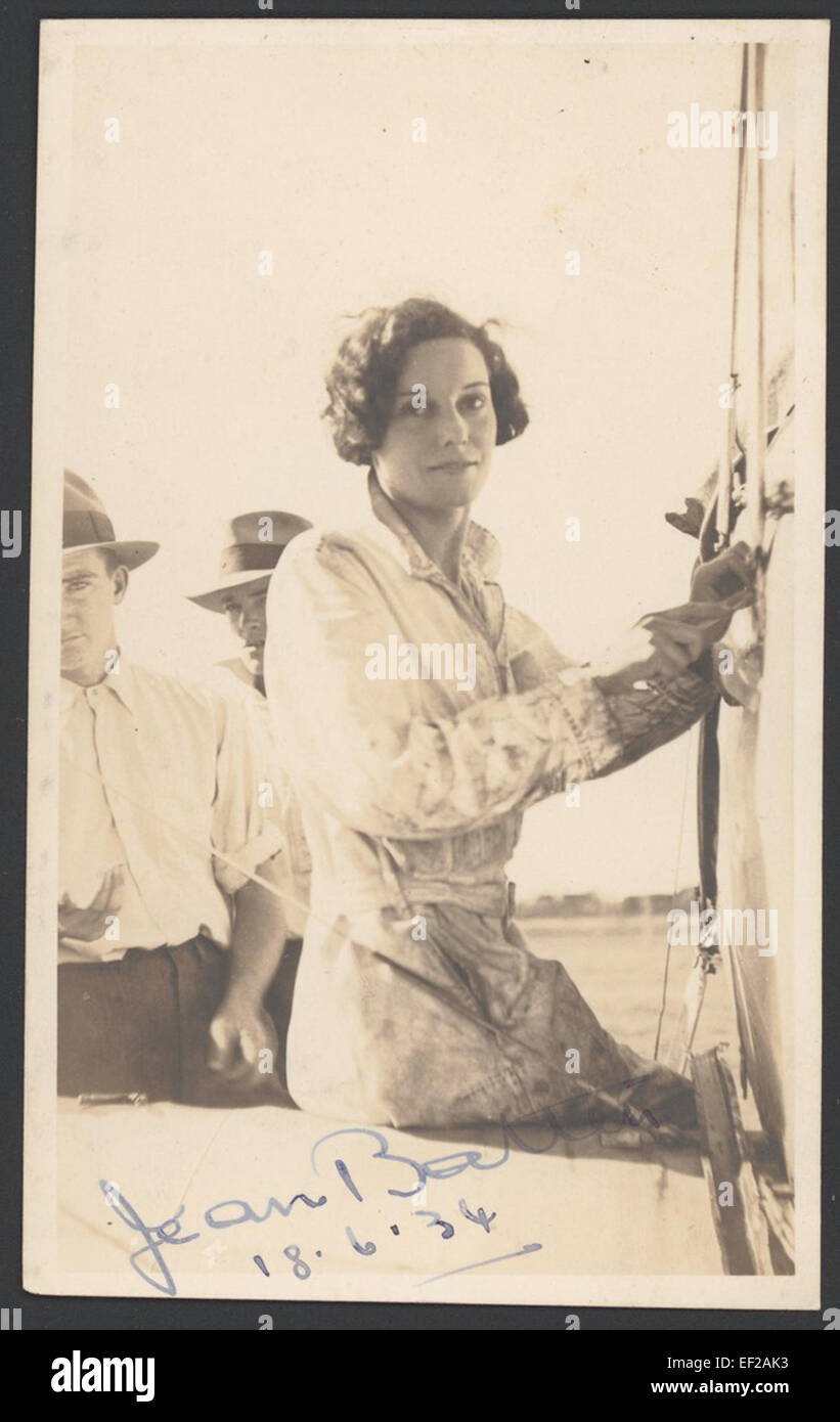 Portrait de Jean Batten, aviateur pionnier néo-zélandais. Elle est surtout connue pour ses vols en solo entre l'Angleterre et la Nouvelle-Zélande, qui ont établi plusieurs records dans les années 1930 Banque D'Images