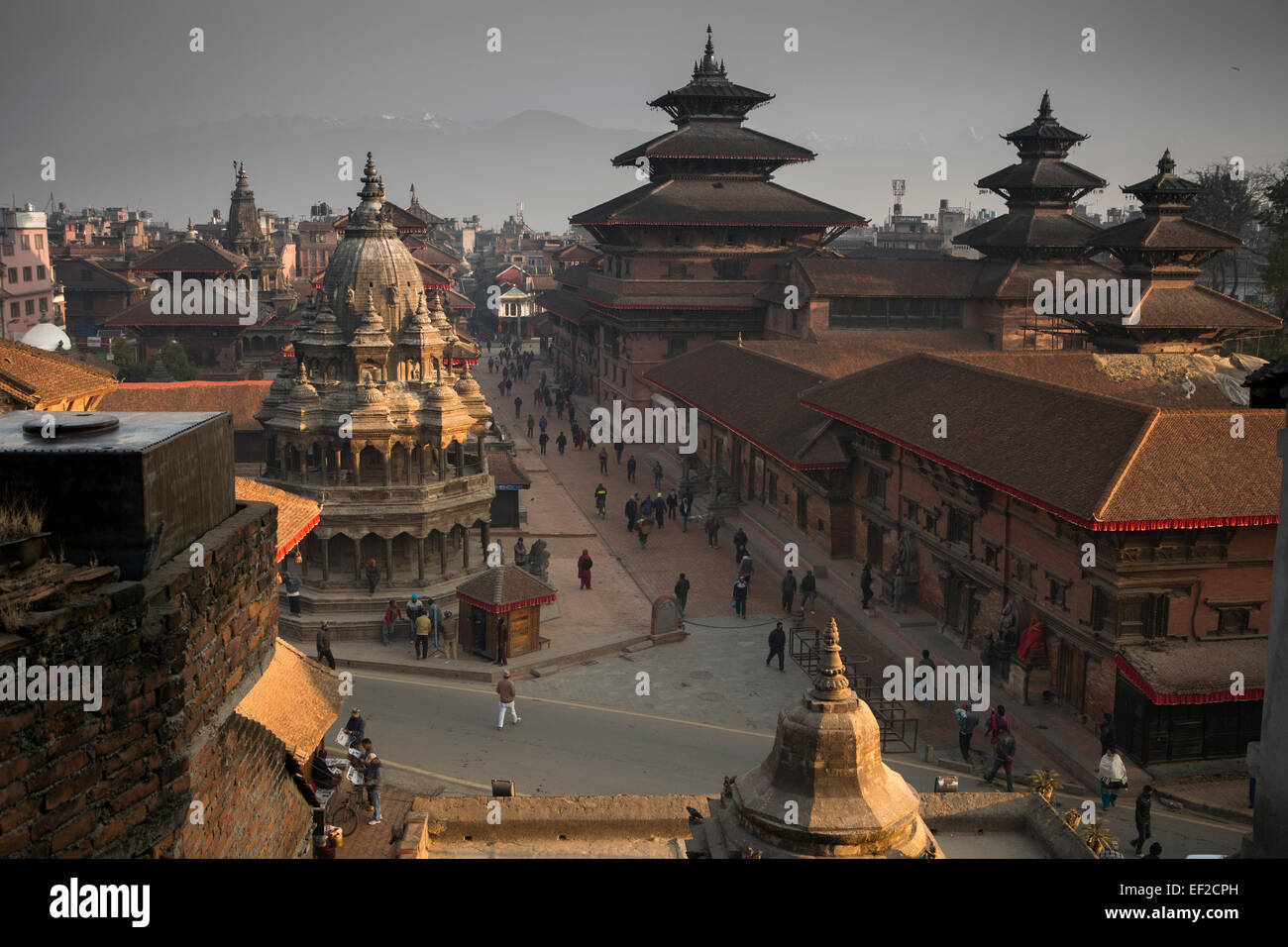 Scène de Durbar Square, Patan (Lalitpur) - La Vallée de Katmandou, Népal Banque D'Images