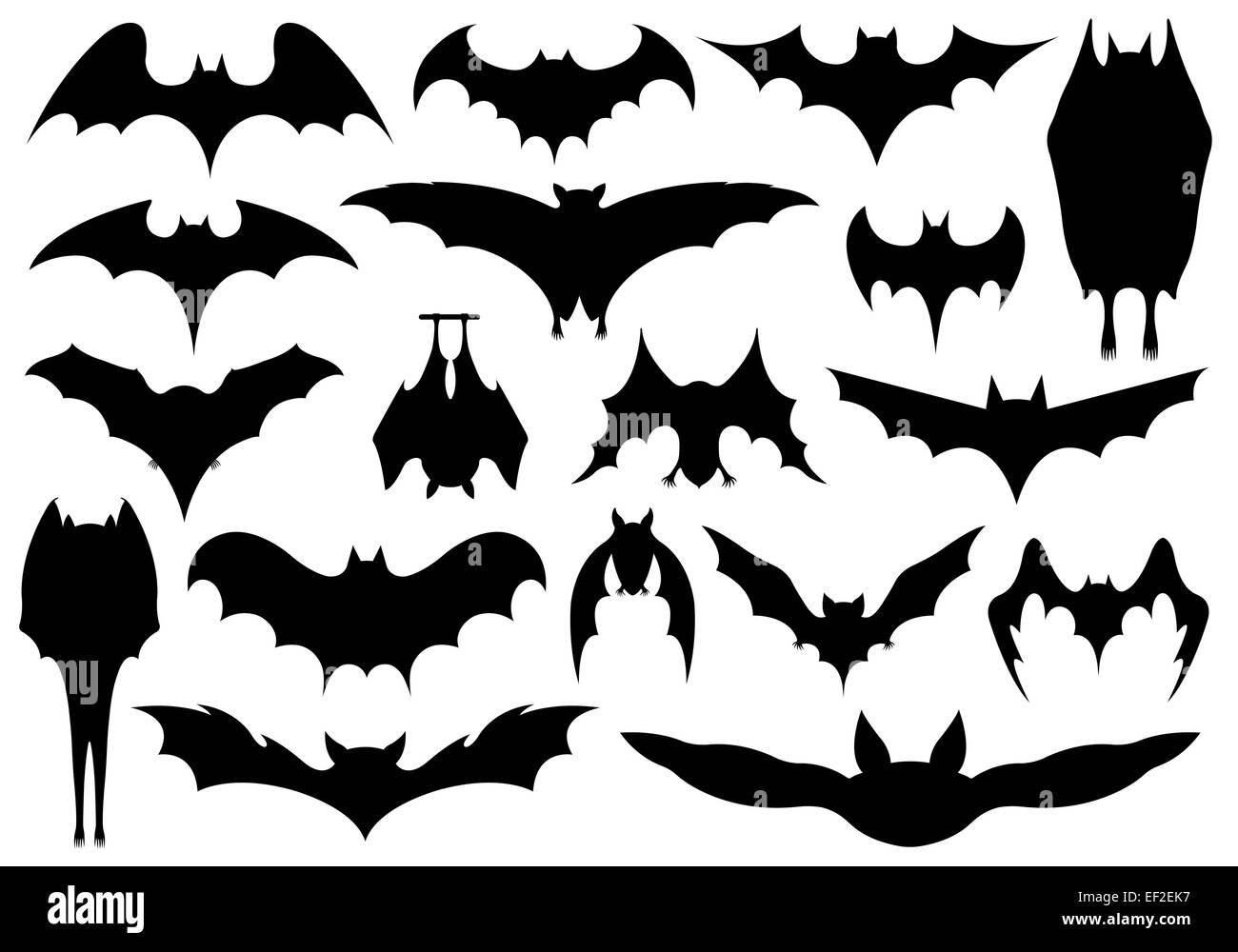Ensemble de différentes chauves-souris Banque D'Images