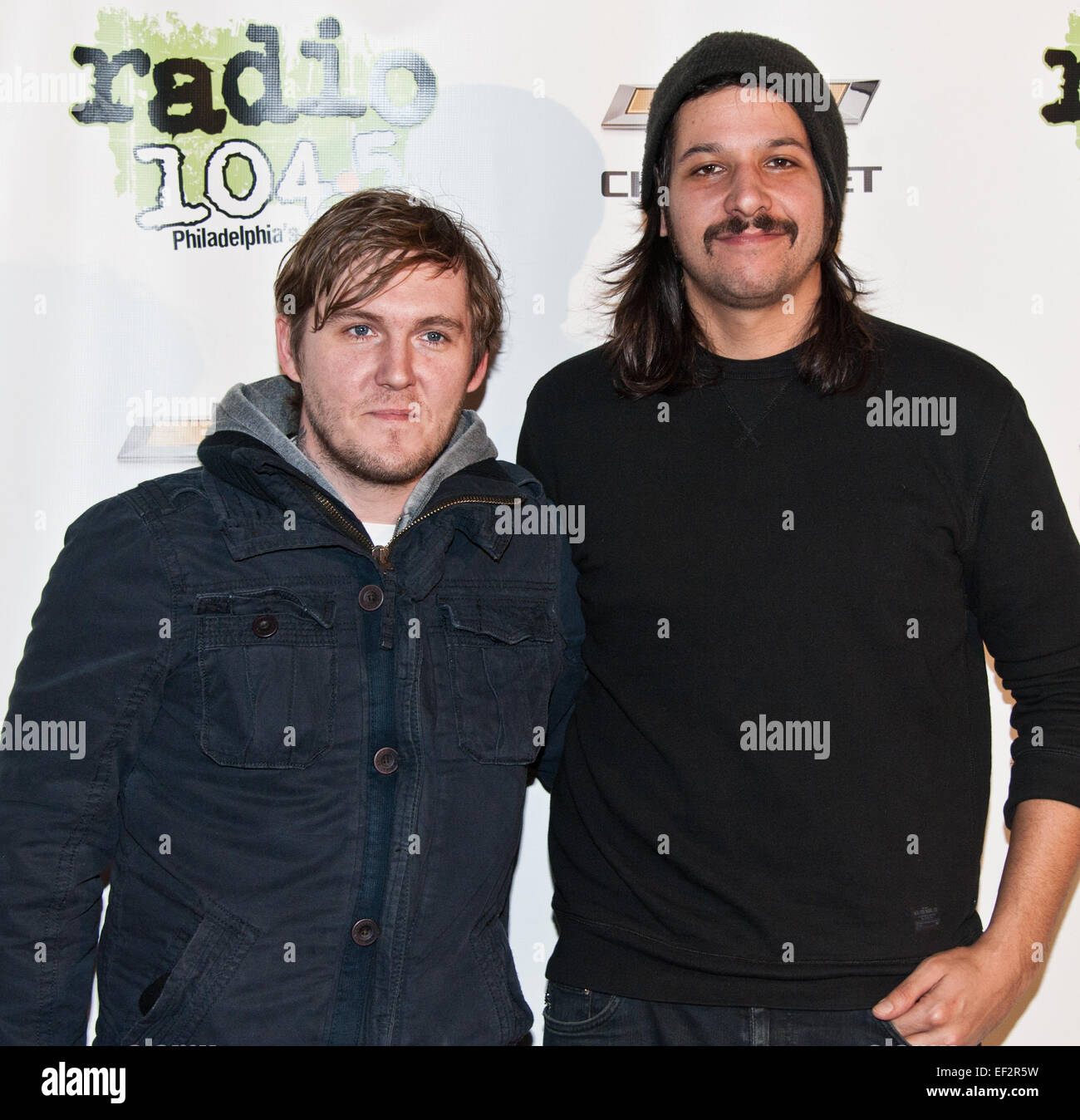 Philadelphie, Pennsylvanie, USA. 24 janvier, 2015. Groupe de rock indépendant américain The Gaslight Anthem posent à Radio 145,5 millions aujourd'hui, confiture d'hiver 2015 à Eurosport France Live ! Le 24 janvier 2015 à Philadelphie, Pennsylvanie, États-Unis. Crédit : Paul Froggatt/Alamy Live News Banque D'Images