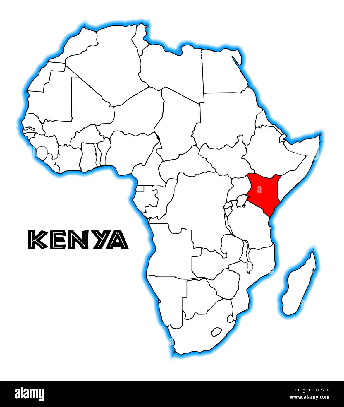 Kenya Contours Ins R S Dans Une Carte De L Afrique Sur Un Fond Blanc   Kenya Contours Inseres Dans Une Carte De Lafrique Sur Un Fond Blanc Ef2y1p 