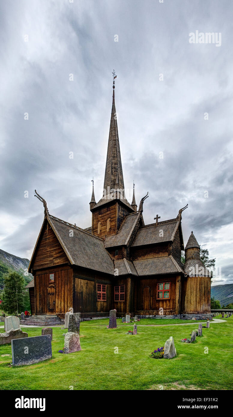 Église Lom, Lom, Oppland, Norvège Banque D'Images