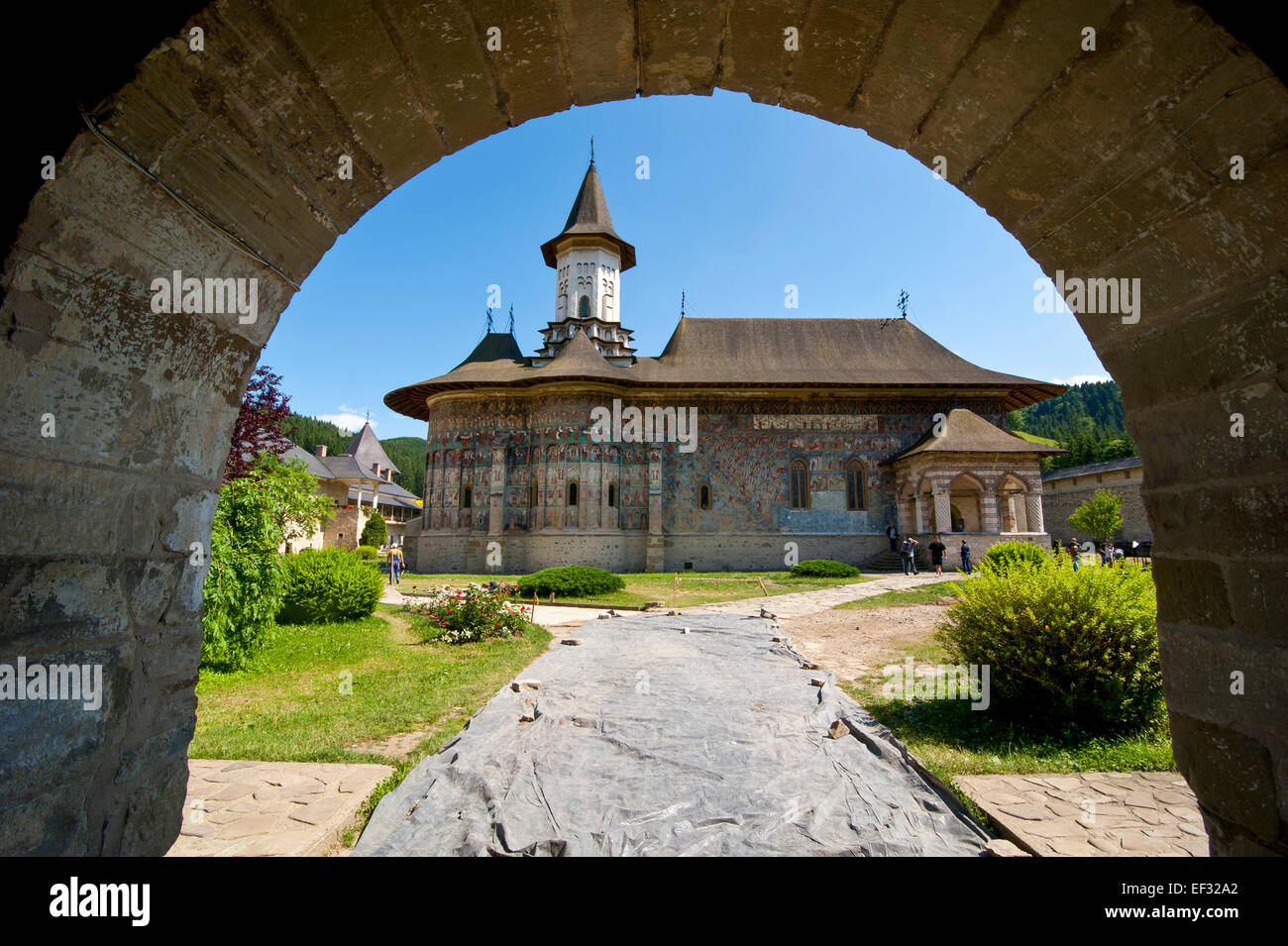 Le monastère de Sucevita, UNESCO World Heritage Site, la Bucovine, Roumanie Banque D'Images