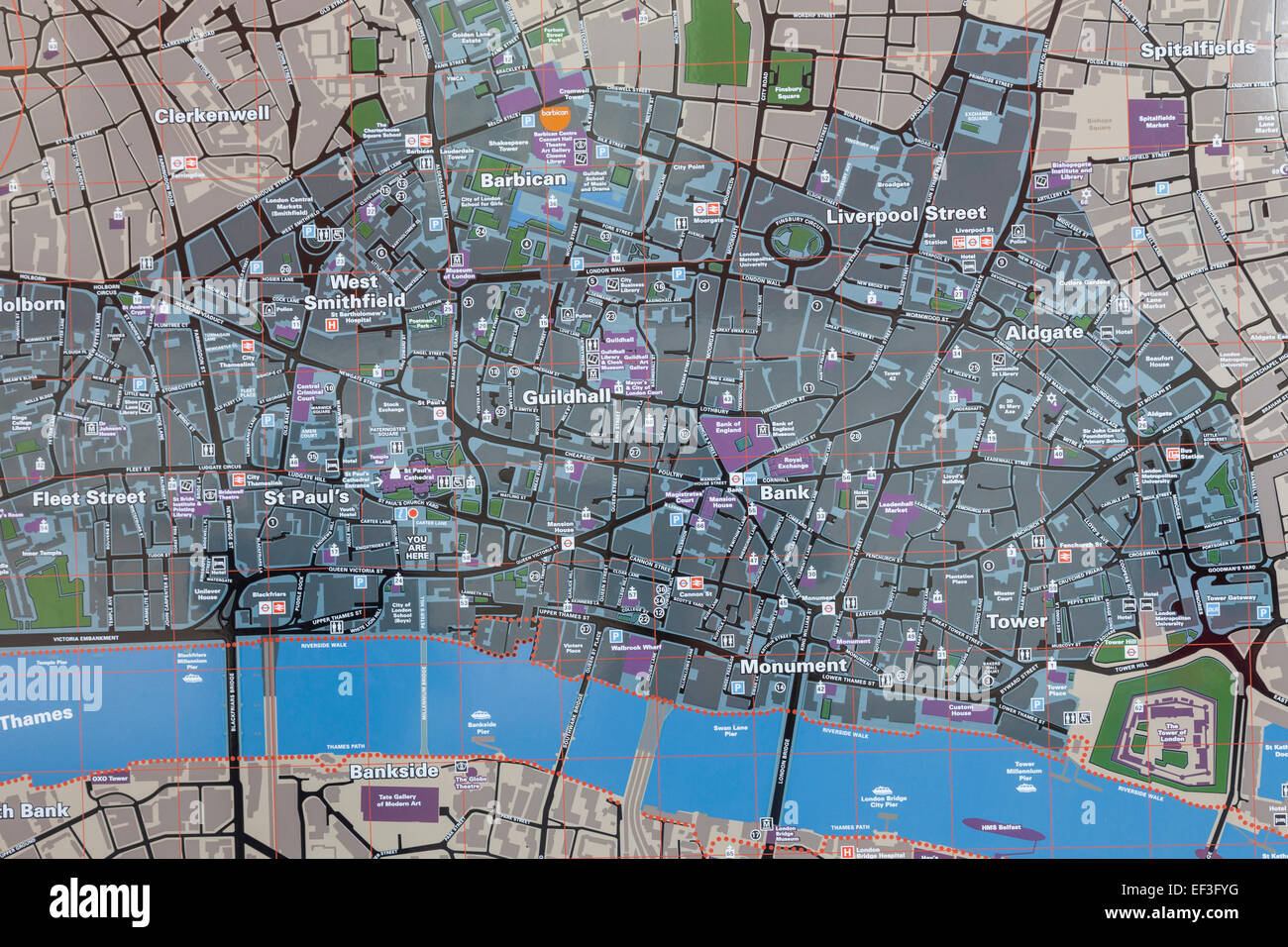 L'Angleterre, Londres, Plan des rues de la ville de Londres Banque D'Images