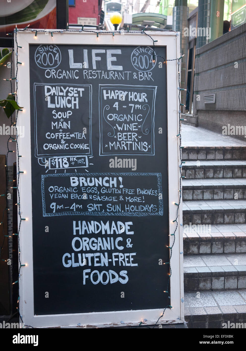 Hong Kong 2015 - restaurant bio noir menu board Banque D'Images
