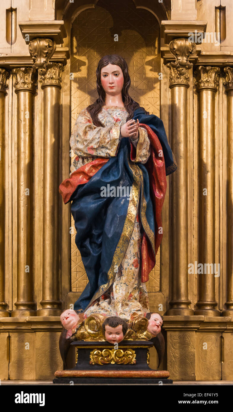 Statue de Vierge Marie en monastère de San Jeronimo, Grenade, Andalousie, Espagne Banque D'Images