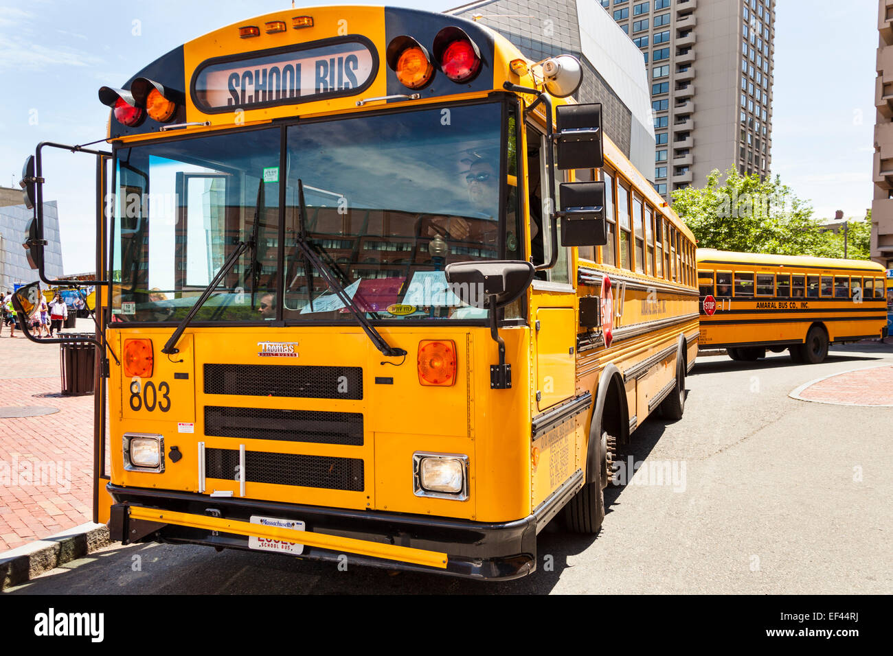 Les autobus scolaires, Boston, Massachusetts, USA Banque D'Images