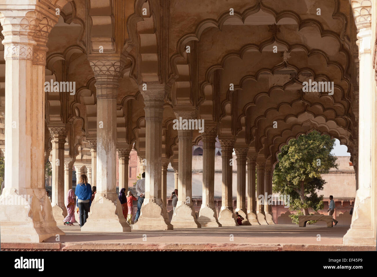 Agra, Uttar Pradesh, Inde. Diwan-i-Am, le hall de l'auditoire, dans Fort d'Agra Banque D'Images