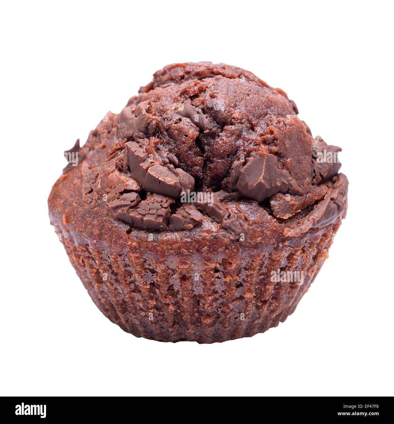 Muffin au chocolat avec macro shot isolé sur fond blanc. Banque D'Images