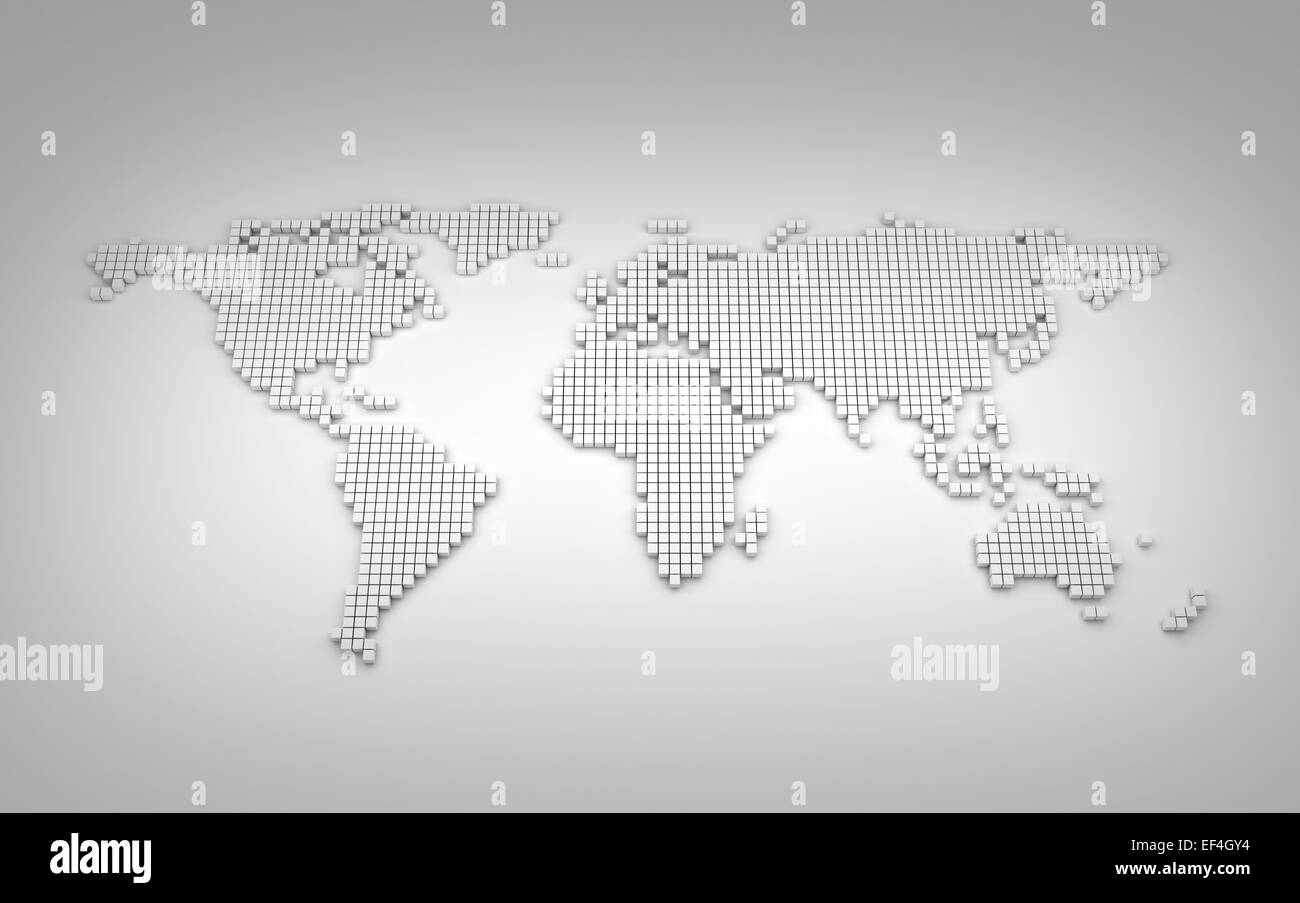 Carte du monde en cube 3D (fait en 3d) Banque D'Images
