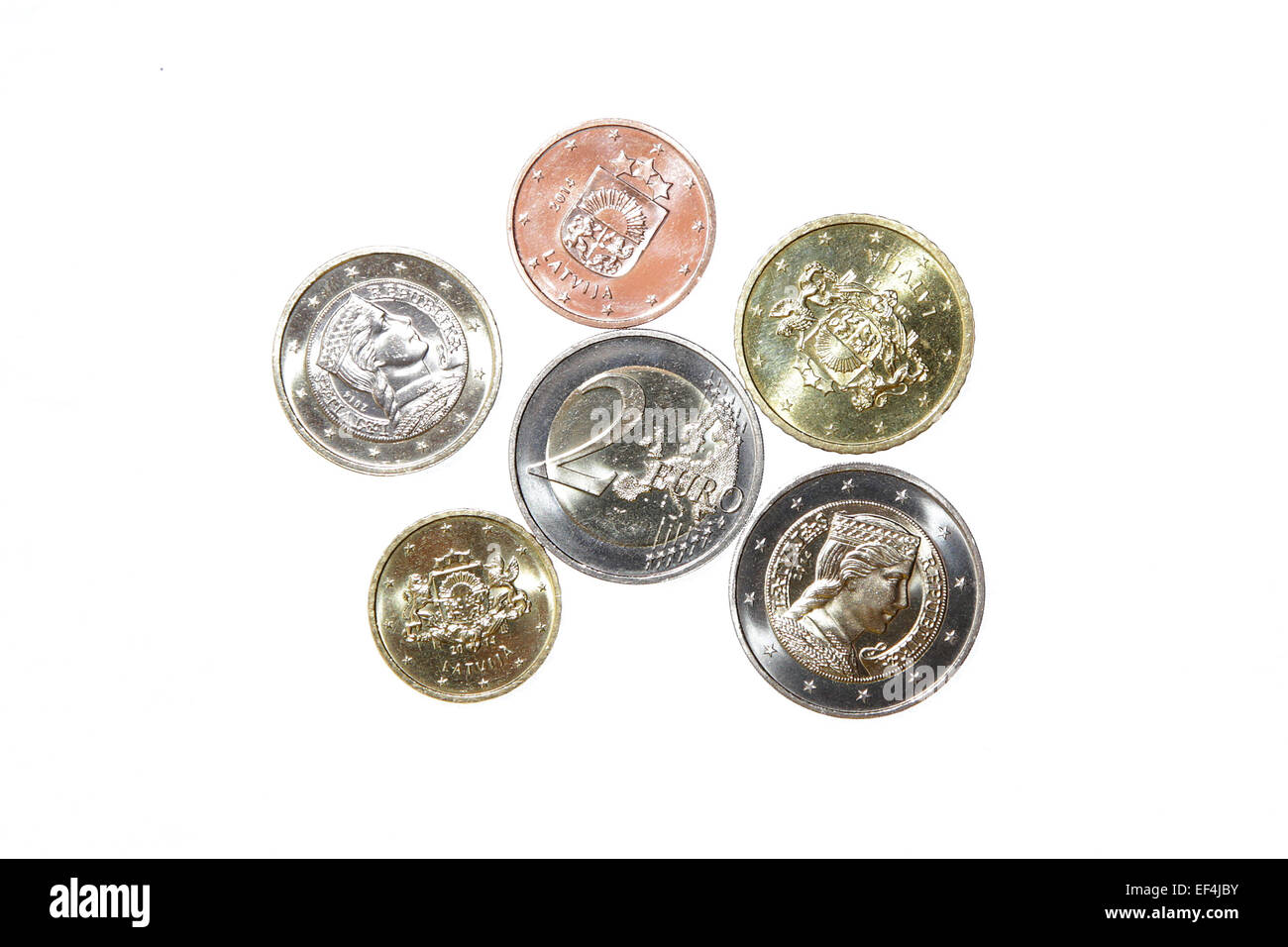 Nouveau deux milda Avers Revers République Lettonie euro coin collection  argent monnaie métallique isolée finances monétaire européenne Photo Stock  - Alamy