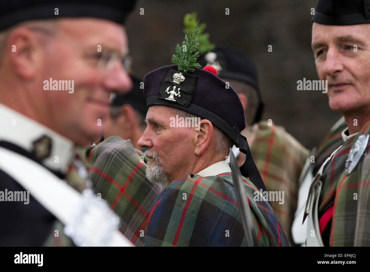 Les membres de l'Atholl Highlanders, l'Europe est qu'une armée privée, de l'alignement avant Pipefest Stirling, un événement organisé à Stirling C Banque D'Images