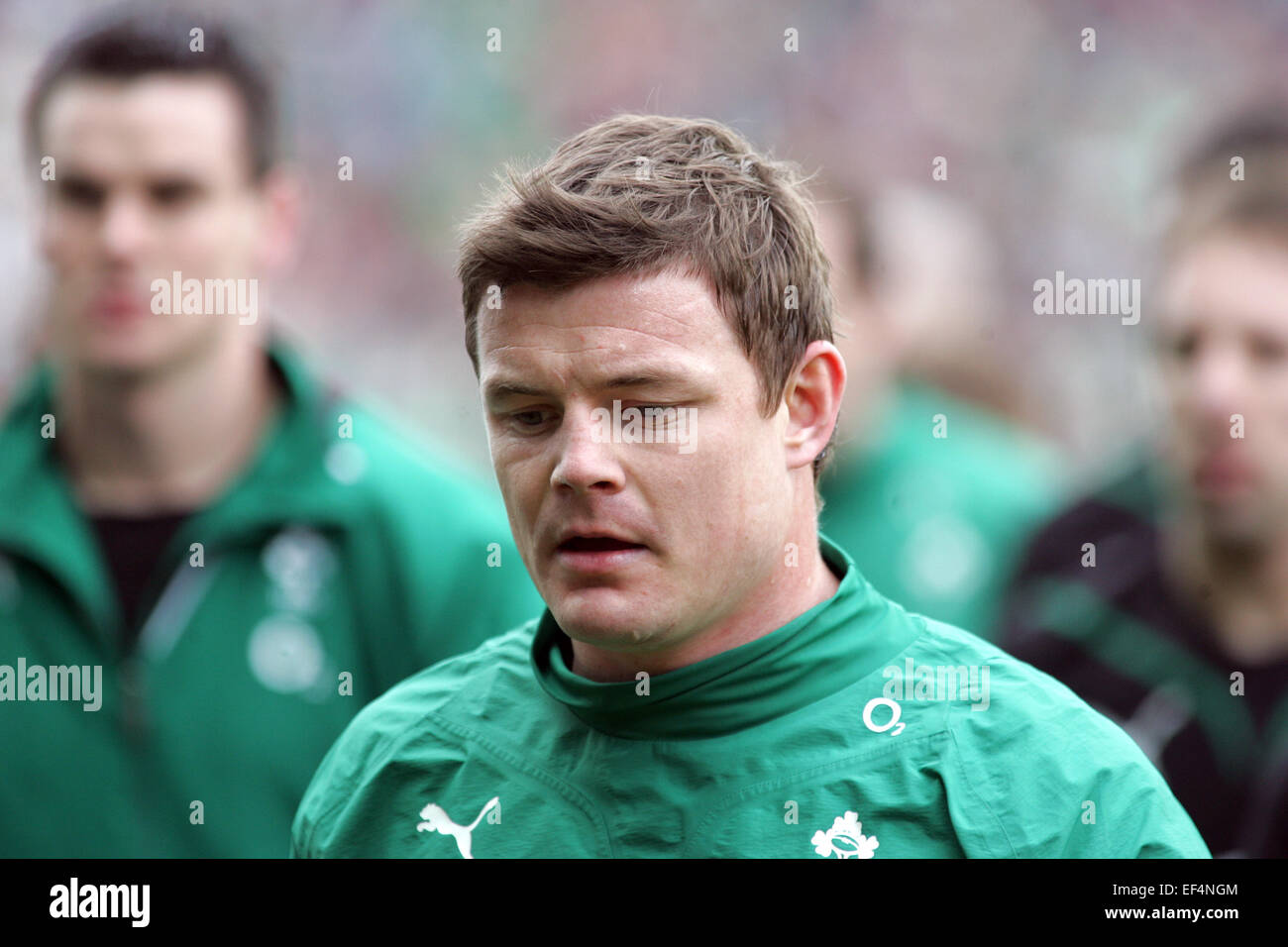 L'Irlande Brian O'Driscoll et ses coéquipiers avant leur match contre le Pays de Galles dans les Six Nations rugby union international match à Croke Park, Dublin, Irlande, Samedi, Mars. 13, 2010. Banque D'Images