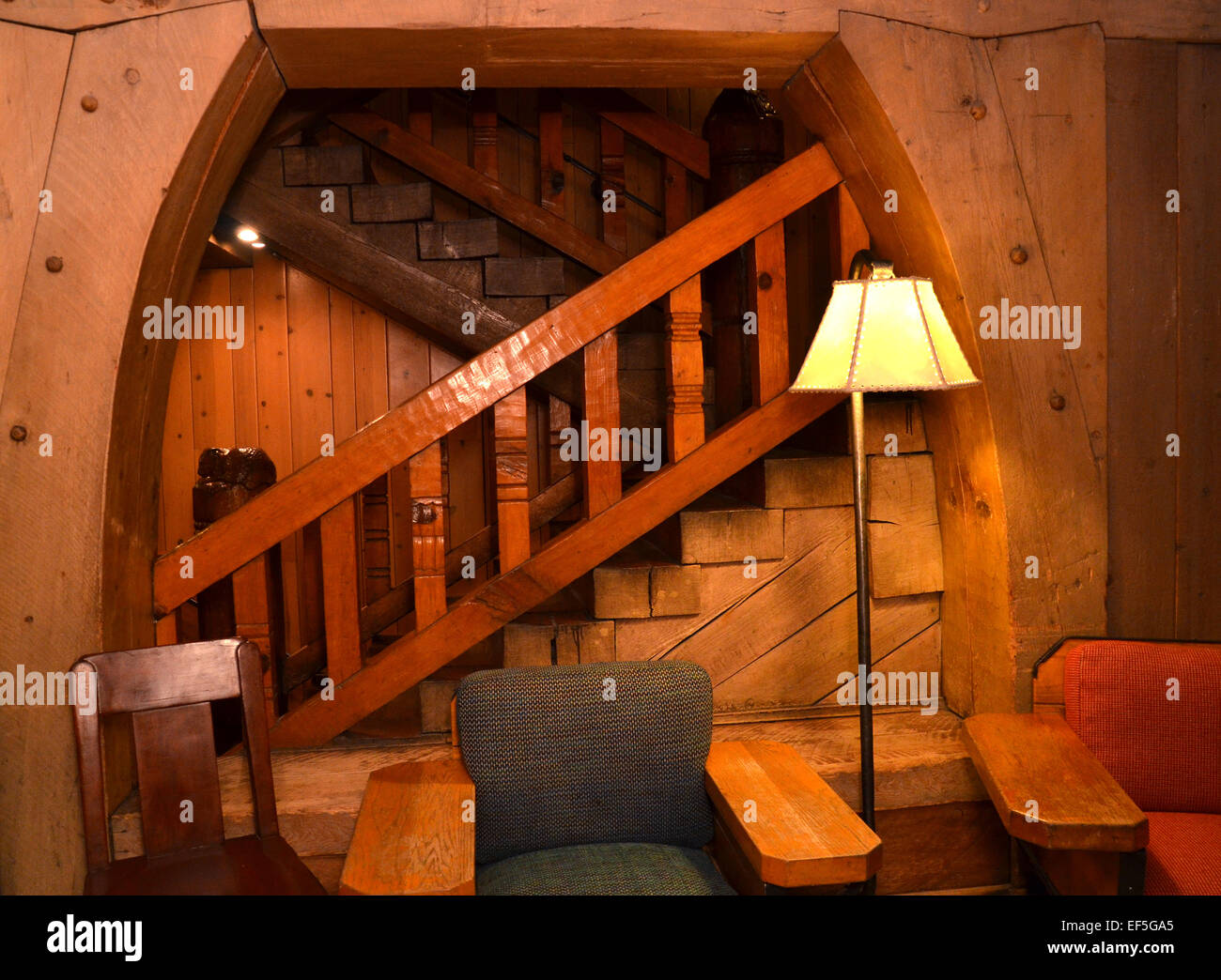 Vue de l'intérieur de la Timberline Lodge, le Mont Hood, Oregon Banque D'Images