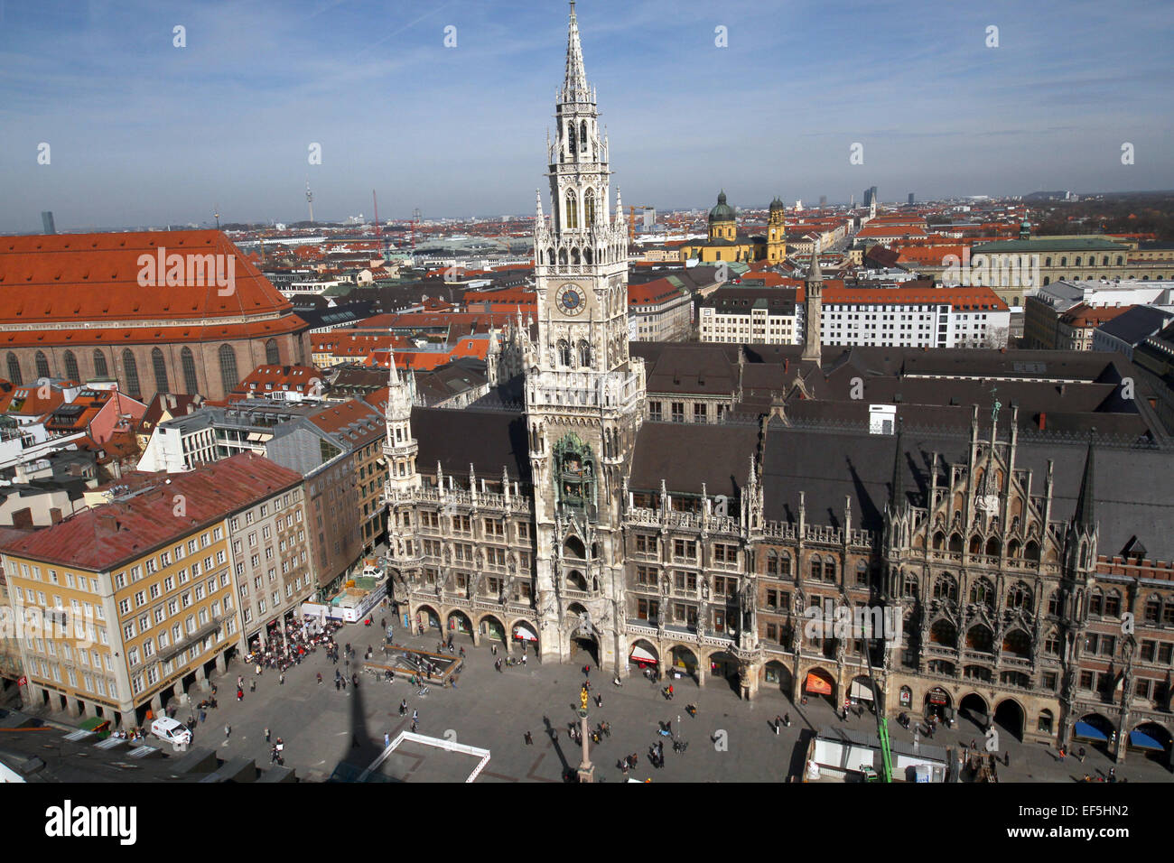 Nouvel hôtel de ville Neues Rathaus la Marienplatz, MUNICH ALLEMAGNE 18 Mars 2014 Banque D'Images