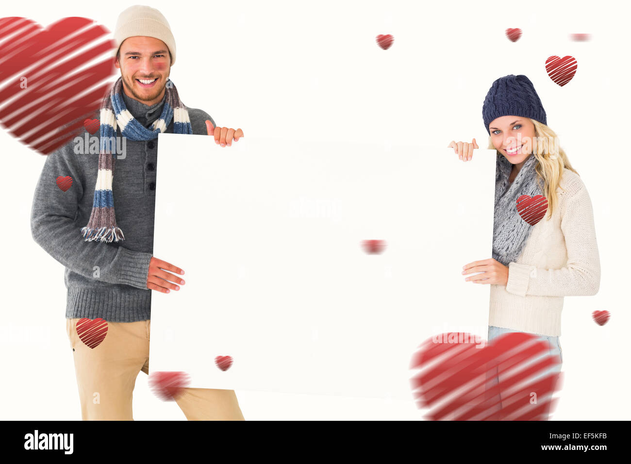Image composite de beau couple en hiver fashion montrant poster Banque D'Images