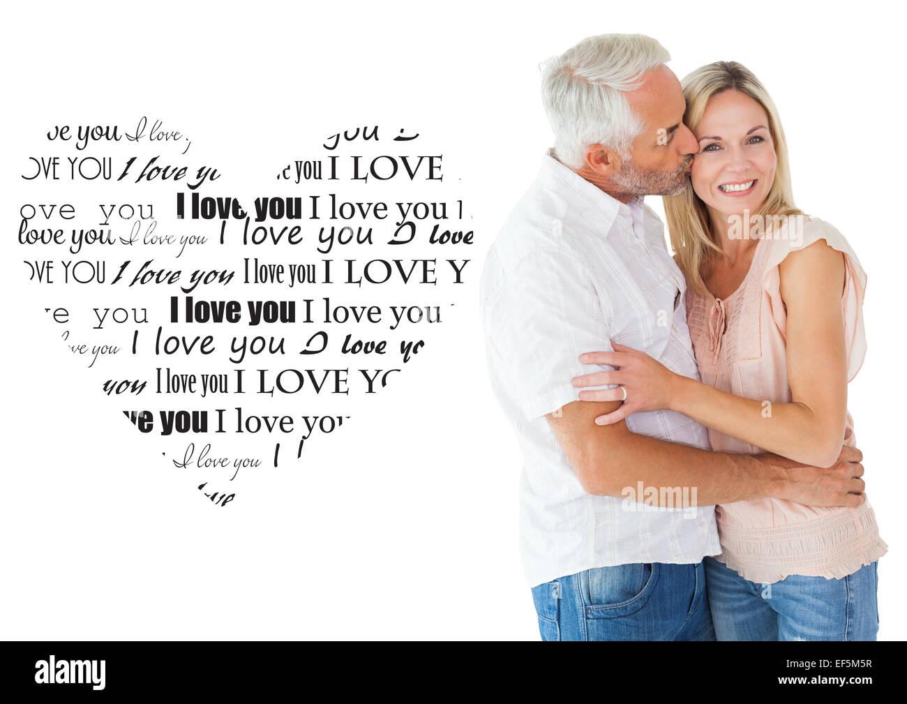 Image composite de l'homme affectueux baiser sa femme sur la joue Banque D'Images