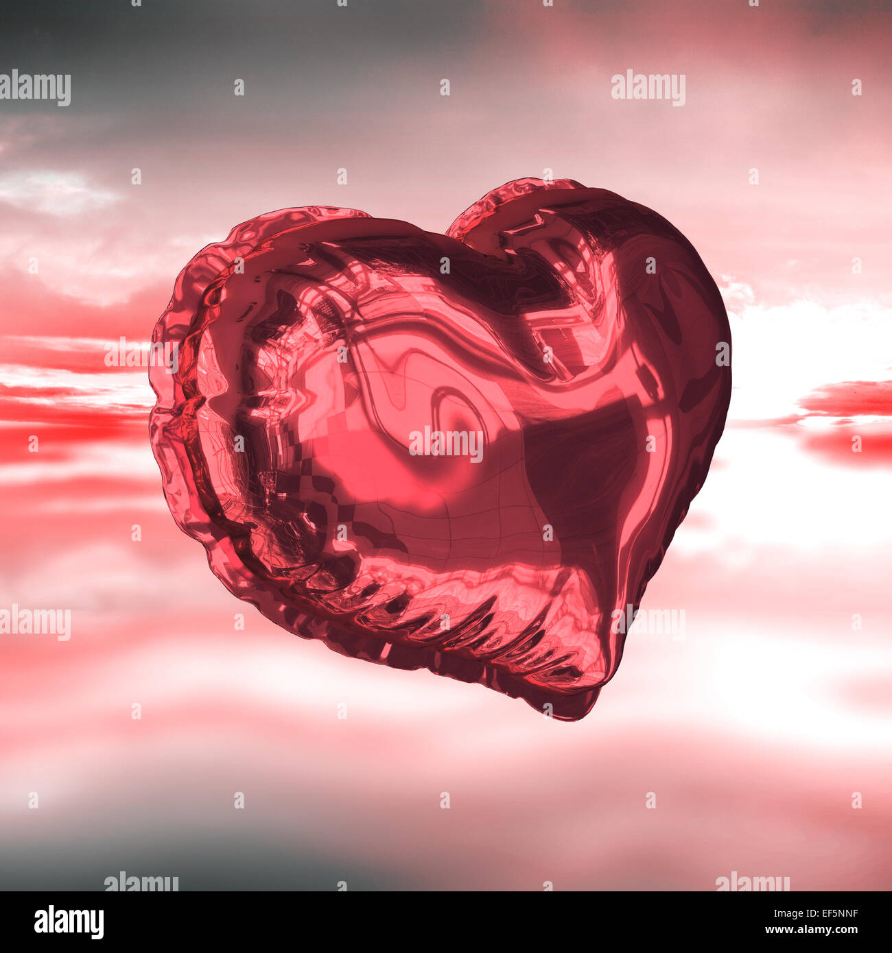Image composite de ballon coeur rouge Banque D'Images