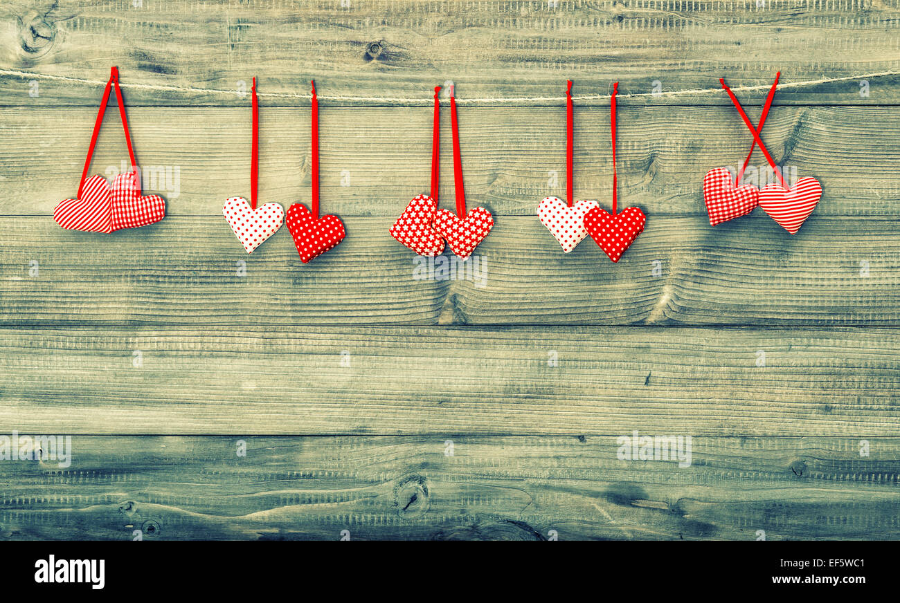 Coeur rouge des couples. Valentines Day concept. Ton style Instagram photo Banque D'Images