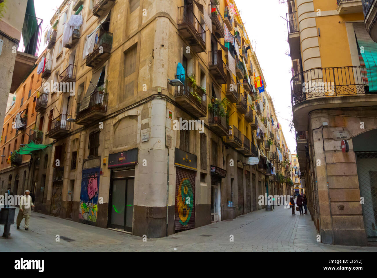 Le quartier de El Raval, Barcelone, Espagne Banque D'Images