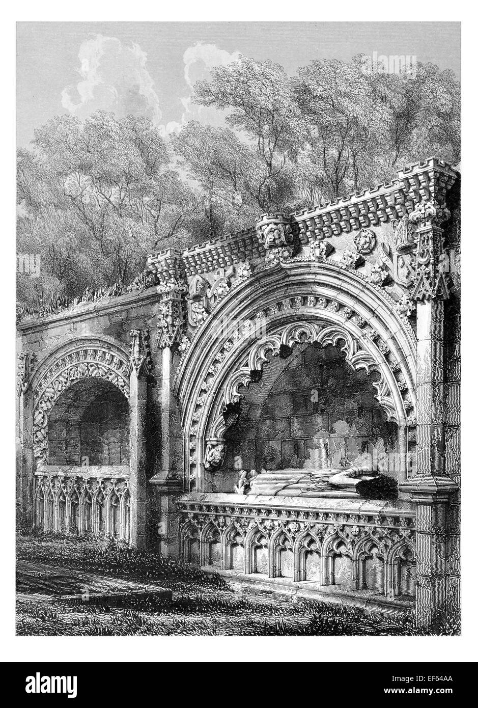 1852 Aberdeen Cathédrale St Machar Machar Église d'Écosse kirk haut Monuments intérieur transept sud Banque D'Images