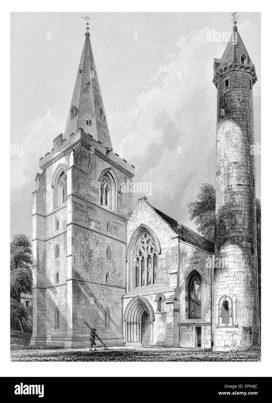 1852 Cathédrale de Brechin, Presbyterian Church et Tour Ronde Banque D'Images