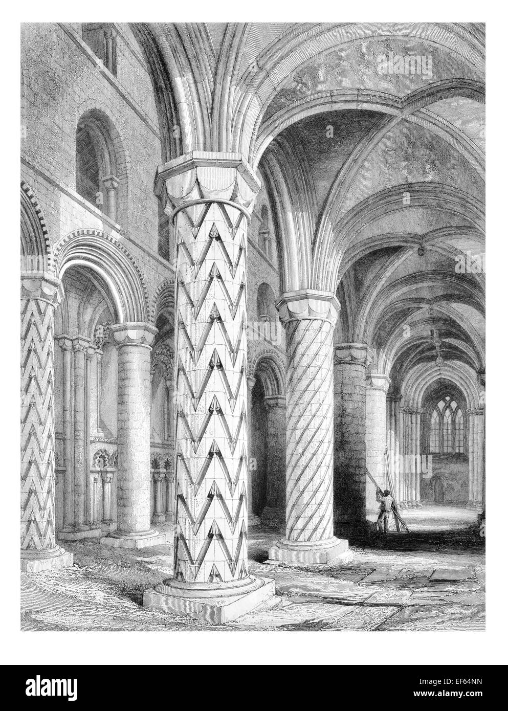 1852 Dunfermline Abbey Church of Scotland Fife Paroisse Nef Allée Banque D'Images
