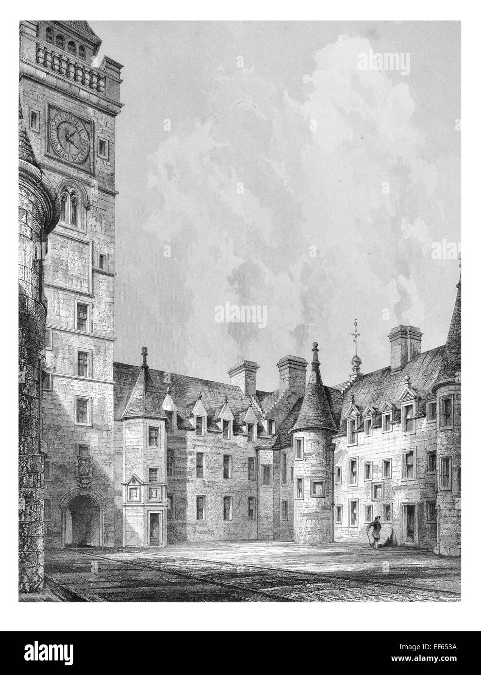 Cour intérieure 1852 Oilthigh Ghlaschu Université de Glasgow Banque D'Images